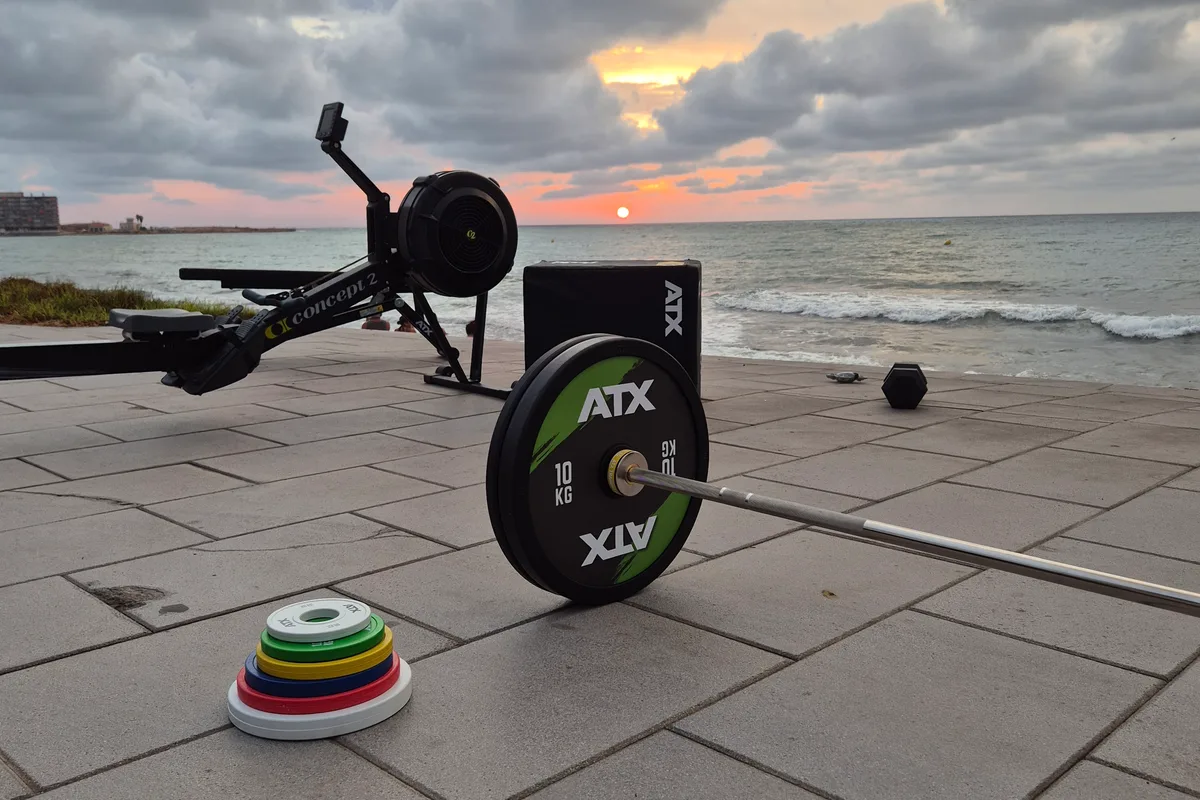 PHOENIX training equipment on the promenade at sunrise