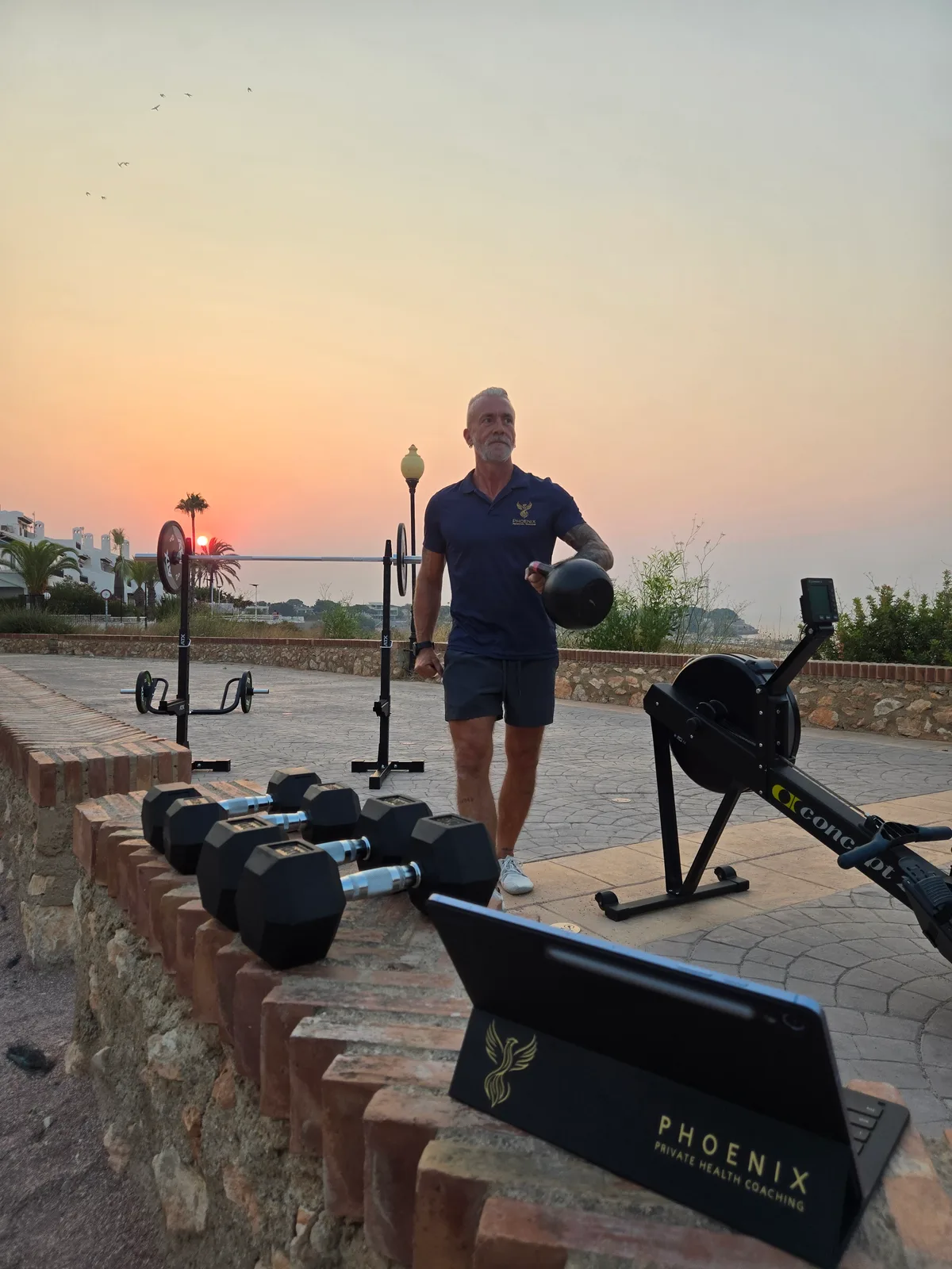 Matthias training on the Costa Blanca coast at sunset