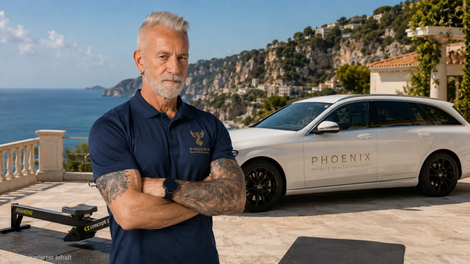 Matthias in front of the PHOENIX vehicle overlooking the coast