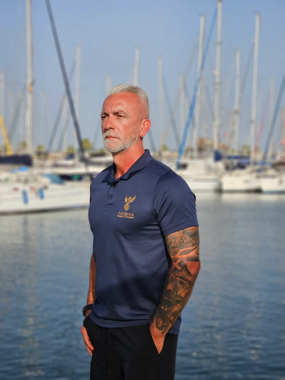 Portrait of Matthias at the marina on the Costa Blanca